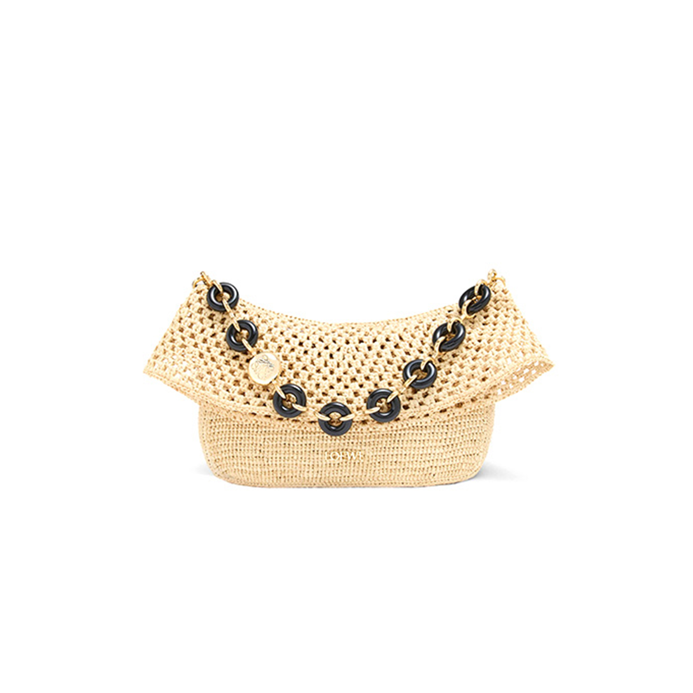 LOEWE MEDIUM OLA BAG IN RAFFIA AND CALFSKIN AP22P22X05 (26*18*13cm)